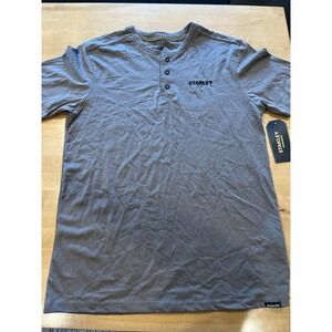 Men's Stanley Short Sleeve Gray Shirt NWT 3 Button Sz L